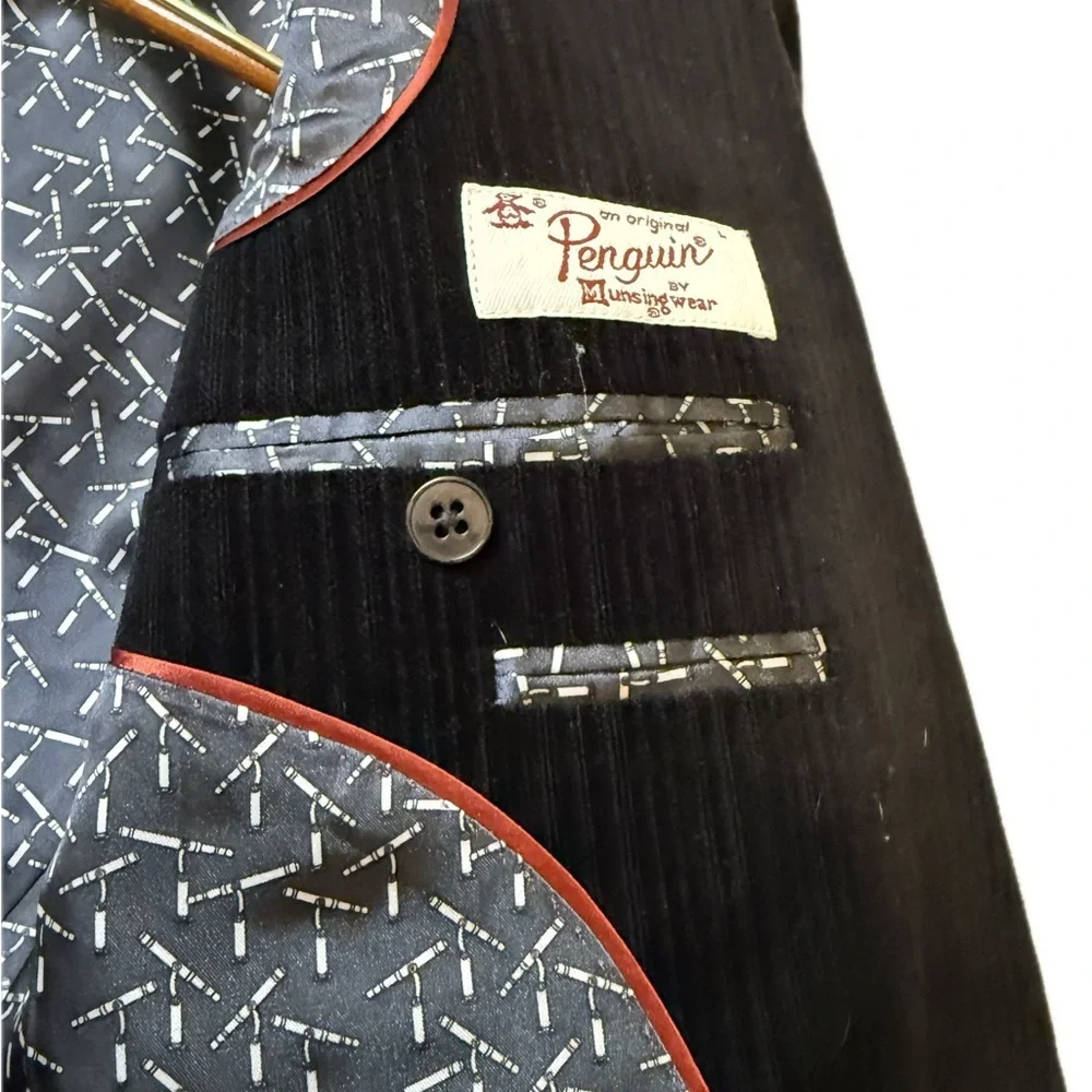 Original Penguin Black Blazer with Red Pocket Square